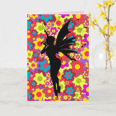 ピクシー妖精の女の子の誕生日グリーティングカード カード (黄色い花)