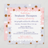 ピクシー水玉模様ツインズベビーシャワー招待状 招待状 (正面/裏面)