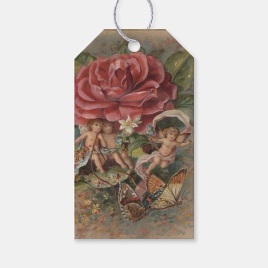 ピクシー、天使、蝶と花ギフトラベル ギフトタグ (正面)