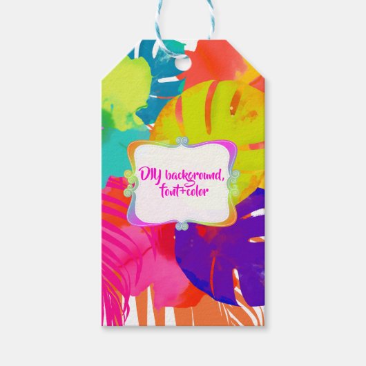 ピクスデジンズバリカイ，熱帯フローラ+葉 ギフトタグ (正面)