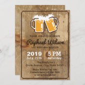 ピクセクールルビアーズ&デッキウッドバチュラーパーティカード 招待状 (正面/裏面)