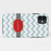 ピクセデザインズのDIY背景色/白のシェブロン Case-Mate iPhoneケース (裏面(横))