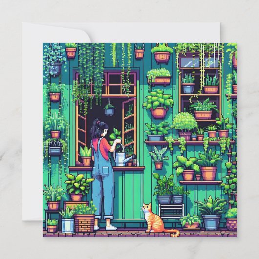 ピクセパーソナライズされたルアートガーデン誕生日 カード (正面)