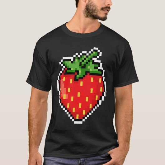 ピクセルいちご 80年代 ビデオゲーム ハロウィン Tシャツ (正面)