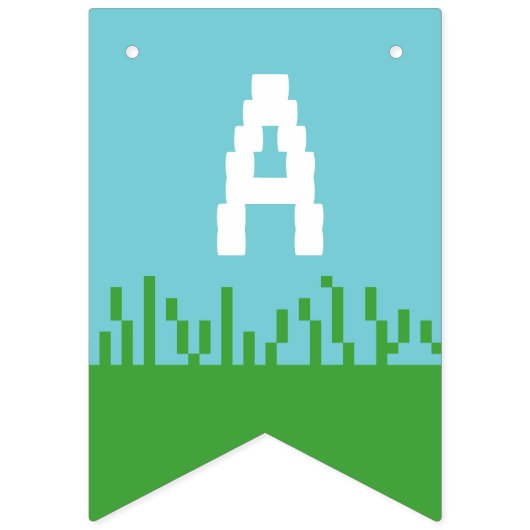 ピクセルきのこの誕生日の旗布の旗 バンティングフラッグ (第3の旗)