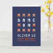 ピクセルのゲームのモンスターエイリアン孫13th誕生日 カード (黄色い花)