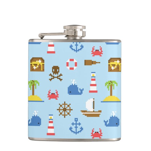 ピクセルのシーアートパターン フラスク (正面)