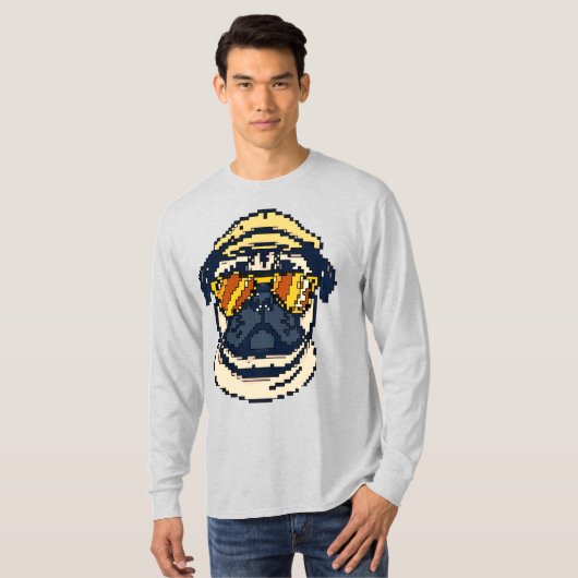 ピクセルのパグデライト Tシャツ (正面フル)