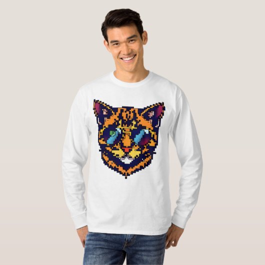 ピクセルのベンガル猫 Tシャツ (正面フル)