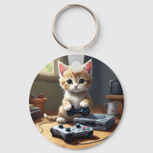 ピクセルの手:ゲーマーの子猫のアクション" キーホルダー