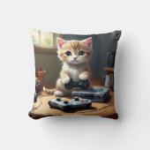 ピクセルの手：ゲーマーの子猫のアクション" クッション (正面)