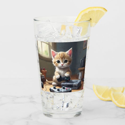 ピクセルの手：ゲーマーの子猫のアクション" タンブラーグラス (アイス裏面)