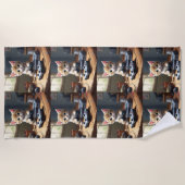 ピクセルの手：ゲーマーの子猫のアクション" ビーチタオル (正面)