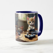 ピクセルの手:ゲーマーの子猫のアクション" マグカップ (正面右)