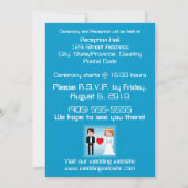 ピクセルの新郎新婦-結婚式招待状-青 招待状 (裏面)