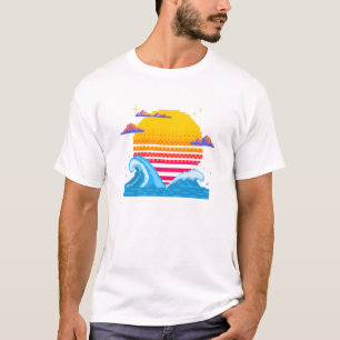 ピクセルの日没の地平線 Tシャツ