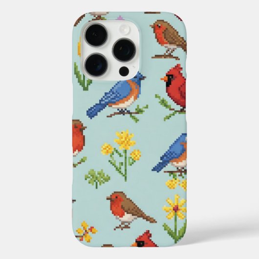 ピクセルの鳥と花 Case-Mate iPhoneケース (裏面)