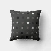 ピクセルよくはしゃぐチェックの黒いグレーのパターン クッション (裏面)