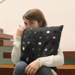 ピクセルよくはしゃぐチェックの黒いグレーのパターン クッション