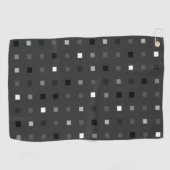 ピクセルよくはしゃぐチェックの黒いグレーのパターン ゴルフタオル (横)