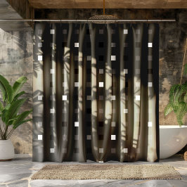 ピクセルよくはしゃぐチェックの黒いグレーのパターン シャワーカーテン