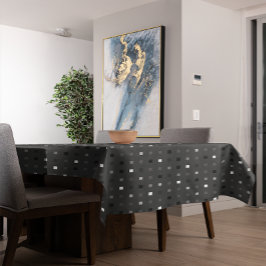 ピクセルよくはしゃぐチェックの黒いグレーのパターン テーブルクロス