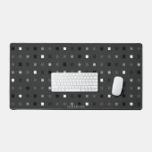 ピクセルよくはしゃぐチェックの黒いグレーのパターン デスクマット (キーボード&マウス)