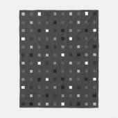 ピクセルよくはしゃぐチェックの黒いグレーのパターン フリースブランケット (正面)