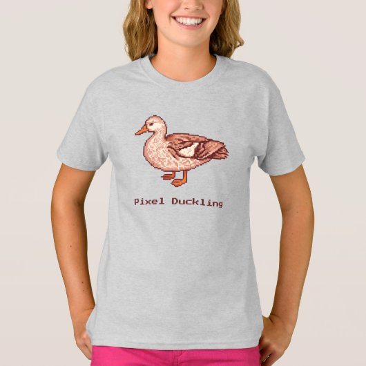 ピクセルアヒル、モダンピクセルアート Tシャツ (正面)