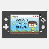 ピクセルアーケードビデオゲームコントローラ子供の誕生日 長方形シール (正面)