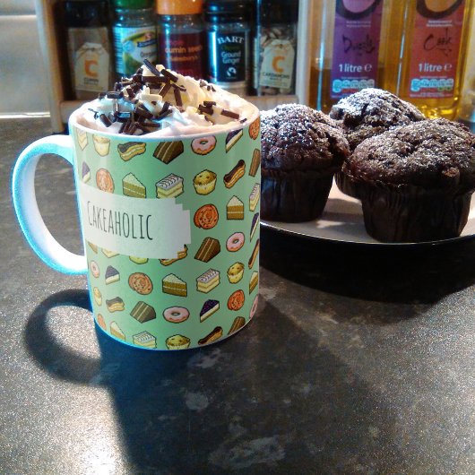 ピクセルアートおいしいケーキのパティセリーパターン コーヒーマグカップ