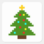 ピクセルアートのクリスマスツリー スクエアシール (正面)