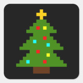 ピクセルアートのクリスマスツリー スクエアシール (正面)