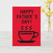 ピクセルアートのコーヒーカップがデザインされた父の日のカード カード (黄色い花)