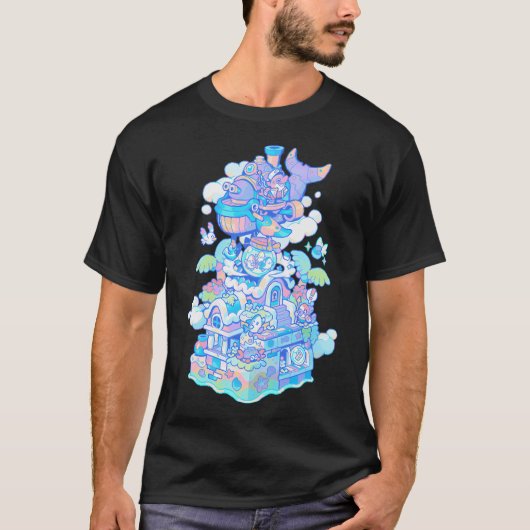 ピクセルアートのサメ Tシャツ (正面)