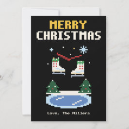 ピクセルアートのスケートクリスマスカード シーズンカード