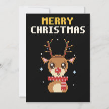 ピクセルアートのトナカイのクリスマスカード