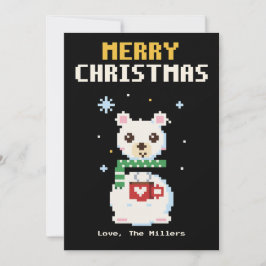 ピクセルアートのホッキョクグマのクリスマスカード シーズンカード
