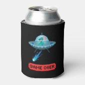 ピクセルアートの宇宙船 UFO エイリアン ゲームオーバー 缶クーラー (缶正面)