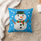 ピクセルアートの雪だるま クッション (ブランケット)