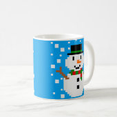 ピクセルアートの雪だるま コーヒーマグカップ (正面右)