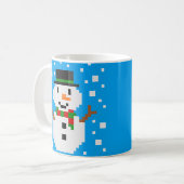 ピクセルアートの雪だるま コーヒーマグカップ (正面左)