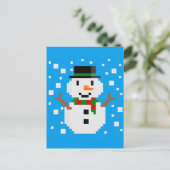 ピクセルアートの雪だるま シーズンポストカード (スタンド正面)