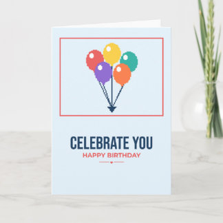 ピクセルアートの風船の誕生日カード Celebrate You カード