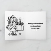 ピクセルアートガールズピンクの誕生日パーティー | カラーページ カード (内部)