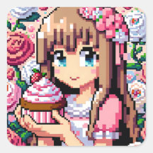 ピクセルアートガールズピンクの誕生日パーティー