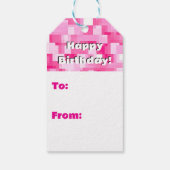 ピクセルアートガールズピンク誕生日ガール ギフトタグ (裏面)