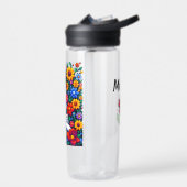 ピクセルアートキャット、子猫、花パーソナライズされた ウォーターボトル (左面)