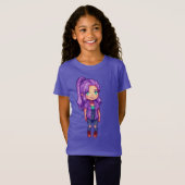 ピクセルアートキャラクター 紫髪 Tシャツ (正面フル)