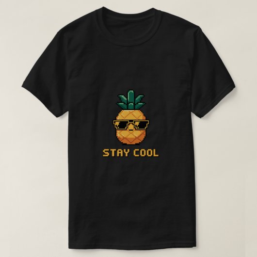 ピクセルアートクールパイナップル Tシャツ (デザイン正面)